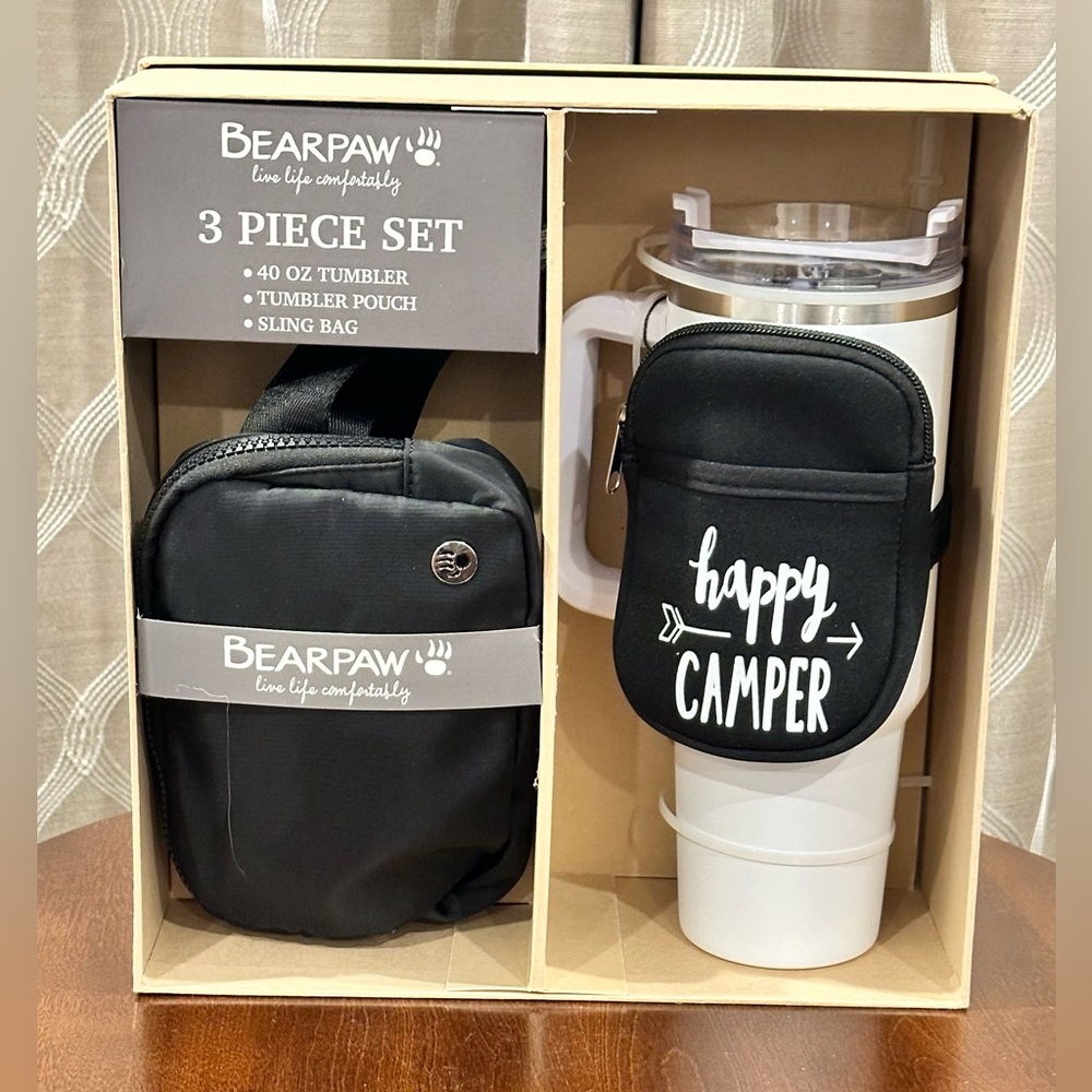 BEARPAW “Living Life Comfortably” 3 Piece Set - 40oz Tumbler & Pouch & Sling Bag